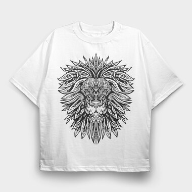 Lion Mandala Psicodelic, Tricou Oversize Barbati (Unisex)