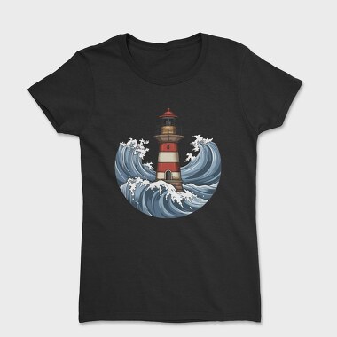 Lighthouse And Waves Sea, Tricou Femei