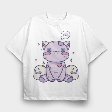 Pastel Goth Stuffed Cat, Tricou Oversize Barbati (Unisex)