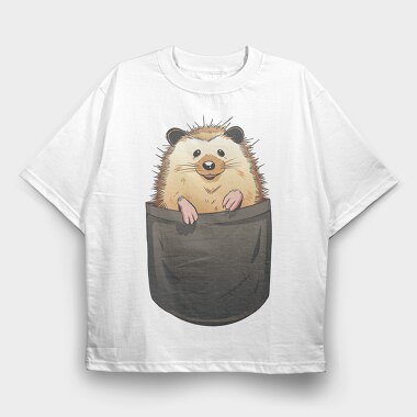 Hedgehog In Pocket, Tricou Oversize Barbati (Unisex)