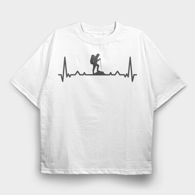 Hiking Heartbeat Line, Tricou Oversize Barbati (Unisex)