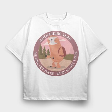 Hiking Sloth, Tricou Oversize Barbati (Unisex)