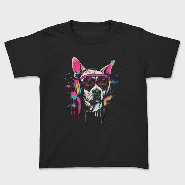 Hip Dog With Headphones Summer Dj, Tricou Copii