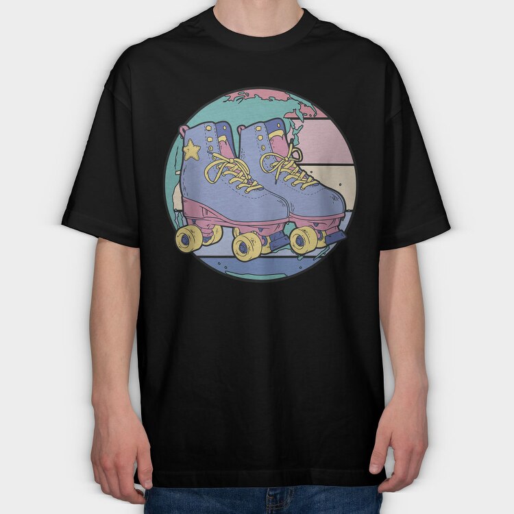 Pastel Roller Skates, Tricou Oversize Barbati (Unisex)