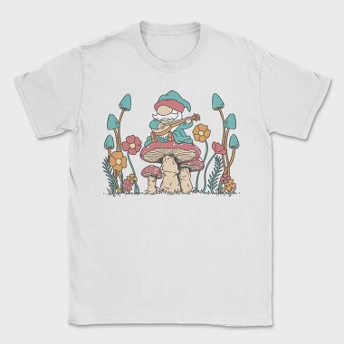 Hippie Gnome On Mushroom Banjo Cottagecore, Tricou Barbati (Unisex)