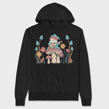 Hippie Gnome On Mushroom Banjo Cottagecore, Hanorac Oversize Barbati (Unisex)