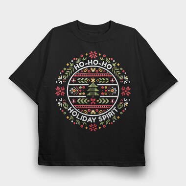 Ho Ho Ho Holiday Spirit, Tricou Oversize Barbati (Unisex)