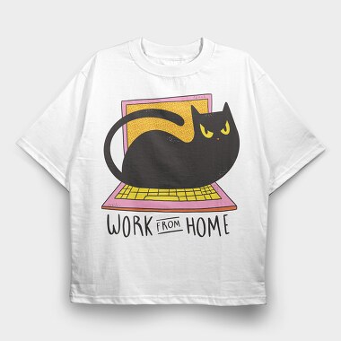 Home Office Cat Computer, Tricou Oversize Barbati (Unisex)