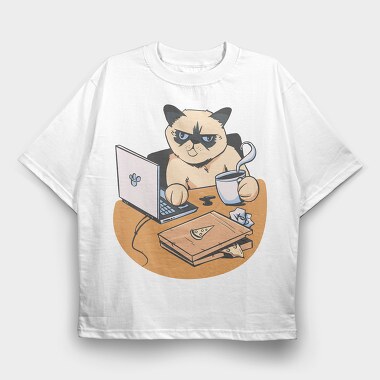 Home Office Grumpy Cat, Tricou Oversize Barbati (Unisex)