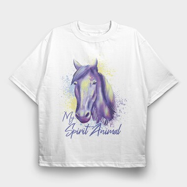 Horse Spirit Animal Watercolor, Tricou Oversize Barbati (Unisex)