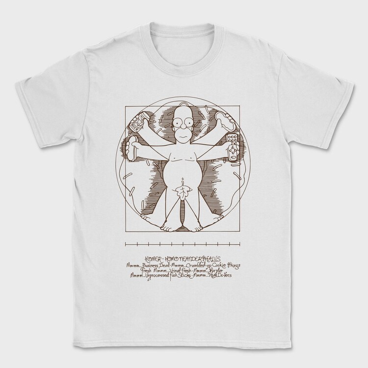 Homer Simpson Mensch Da Vinci Anatomie, Tricou Barbati (Unisex)