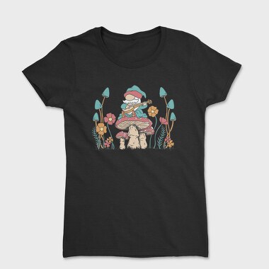 Hippie Gnome On Mushroom Banjo Cottagecore, Tricou Femei