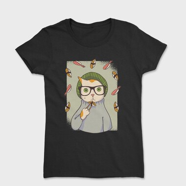 Hipster Sushi Cat, Tricou Femei