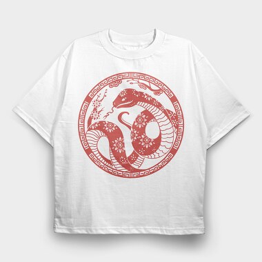 Traditional Chinese Snake Circle New Year, Tricou Oversize Barbati (Unisex)