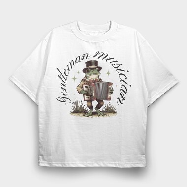 Whimsical Frog Gentleman Musician, Tricou Oversize Barbati (Unisex)