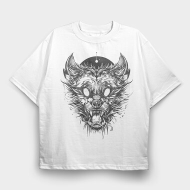 White Eyes Wolf Creature Goth, Tricou Oversize Barbati (Unisex)