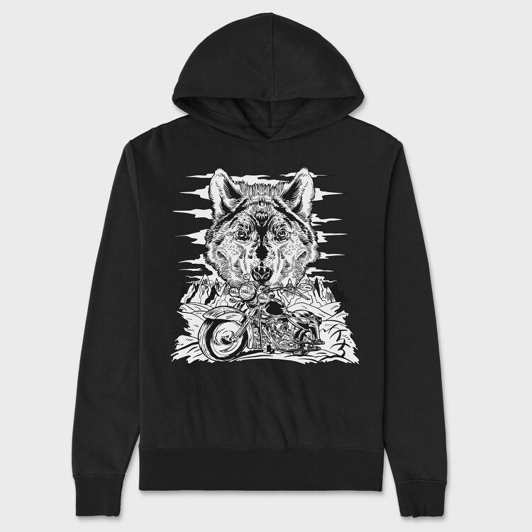 Wolf And Bike, Hanorac Oversize Barbati (Unisex)