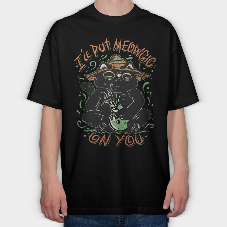 Witch Cat Halloween Magic, Tricou Oversize Barbati (Unisex)
