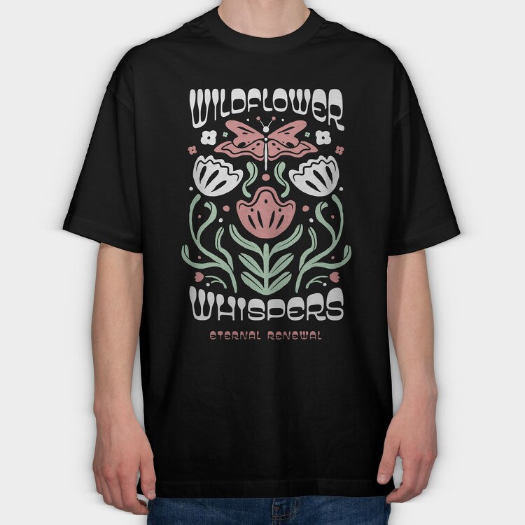 Wildflower Whispers Butterfly, Tricou Oversize Barbati (Unisex)