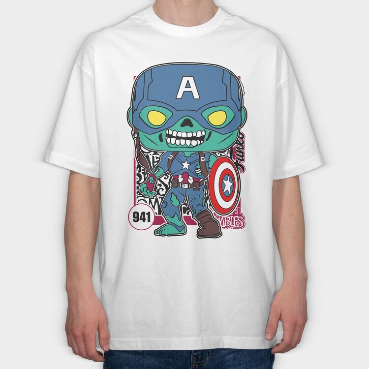 Funko Marvel Zombies captain america, Tricou Oversize Barbati (Unisex)