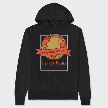 Save Earth Cat Funny Save Our Planet, Hanorac Oversize Barbati (Unisex)