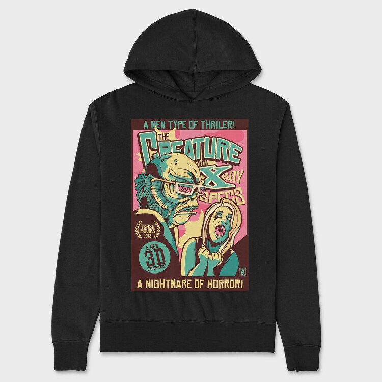 Scary Creature Retro Poster X Rays, Hanorac Oversize Barbati (Unisex)
