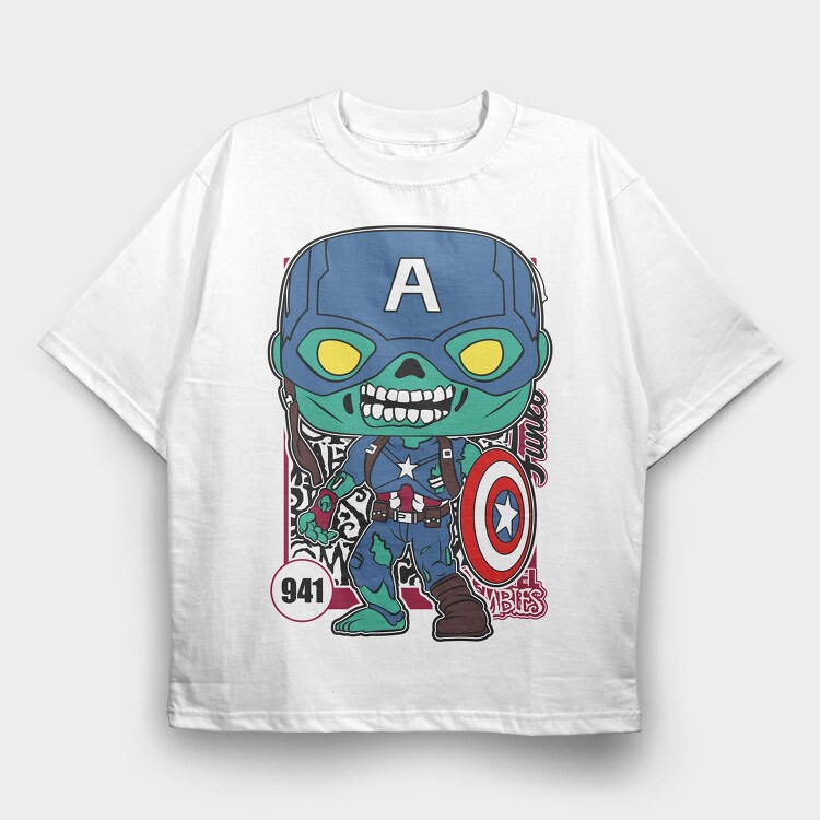Funko Marvel Zombies captain america, Tricou Oversize Barbati (Unisex)
