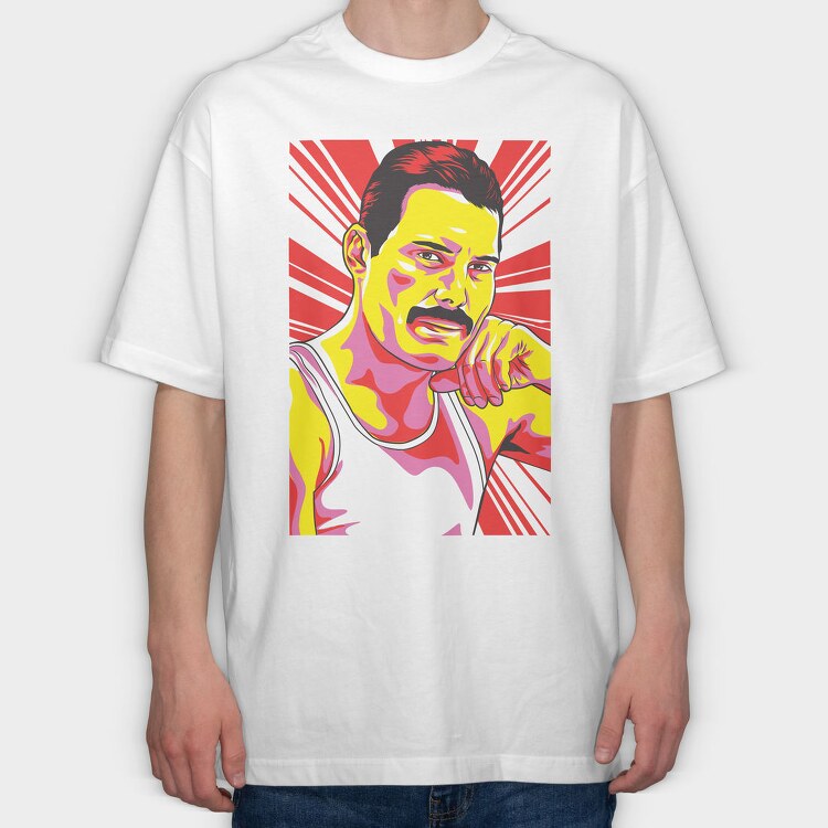 Freddie Mercury 3, Tricou Oversize Barbati (Unisex)
