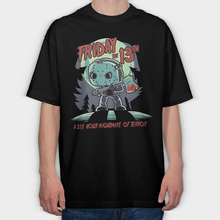 Friday the 13 Th, Tricou Oversize Barbati (Unisex)