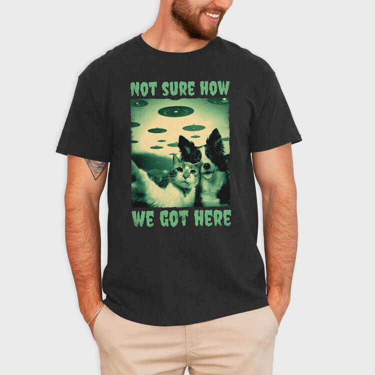 Dog and Cat Ufo, Tricou Barbati (Unisex)