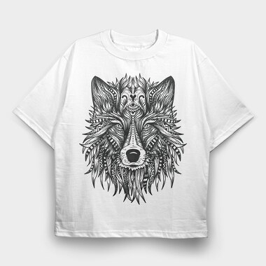 Wolf Head 001, Tricou Oversize Barbati (Unisex)