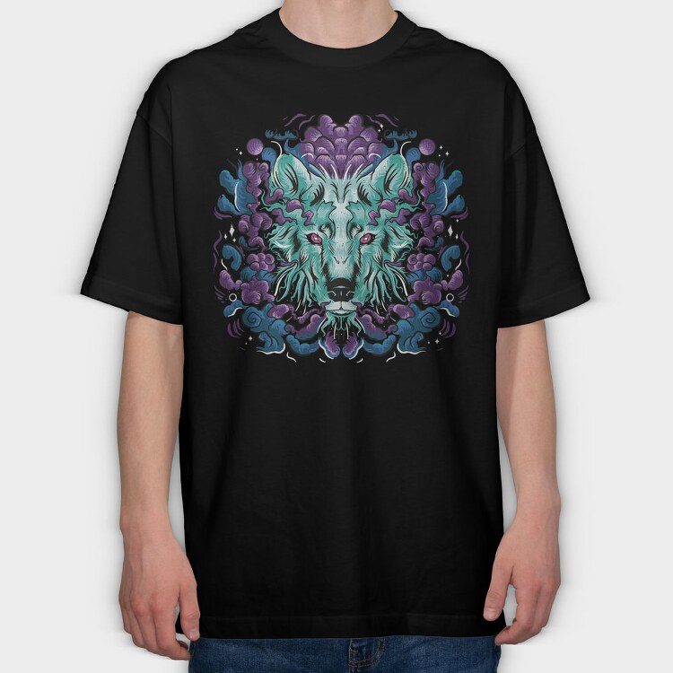 Wolf Animal Fantasy Galaxy, Tricou Oversize Barbati (Unisex)