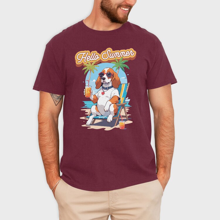 Dog Beach Hello Summer, Tricou Barbati (Unisex)