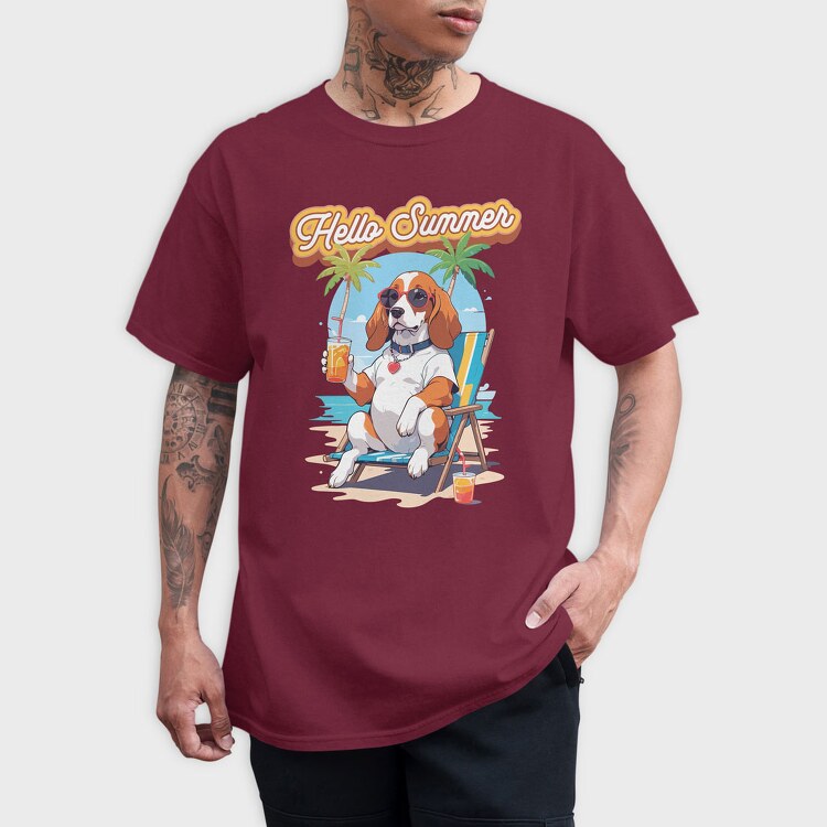 Dog Beach Hello Summer, Tricou Barbati (Unisex)