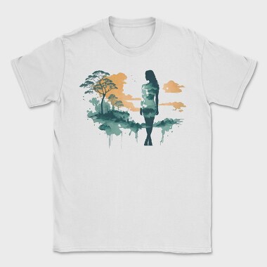 Woman And Nature Watercolor, Tricou Barbati (Unisex)