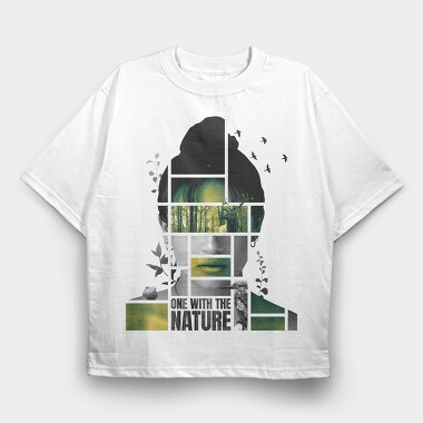 Woman In Nature Collage Framed Portrait Girl, Tricou Oversize Barbati (Unisex)