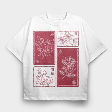 Simple Sakura Flowers 06, Tricou Oversize Barbati (Unisex)