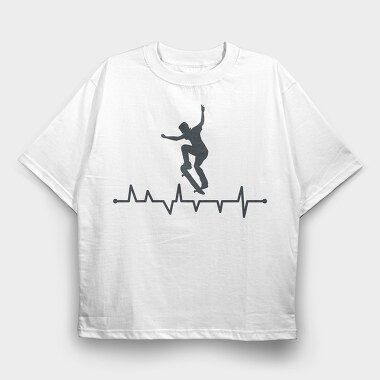 Skateboard Heart Line, Tricou Oversize Barbati (Unisex)