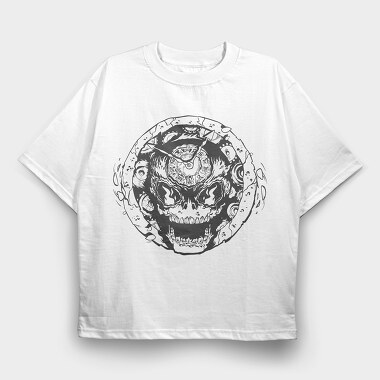 Skeleton Clock Scary Death, Tricou Oversize Barbati (Unisex)
