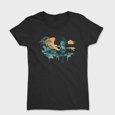 Woman And Nature Watercolor, Tricou Femei