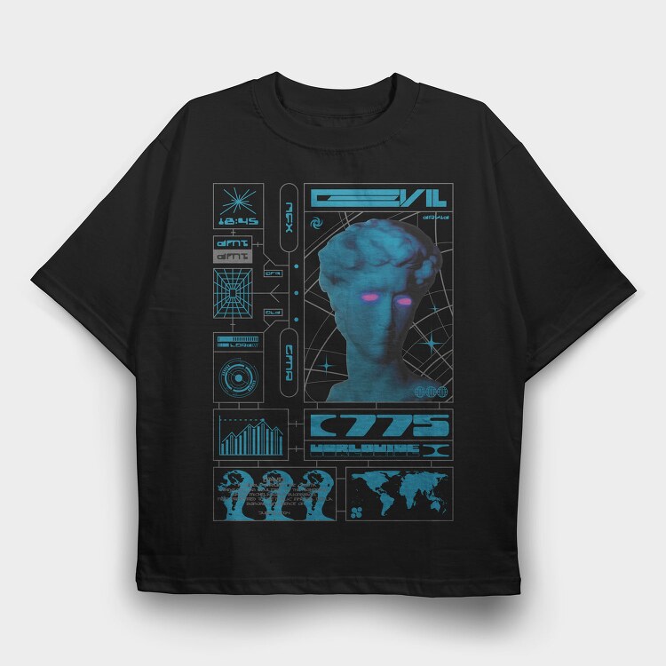 Electric Evil 1, Tricou Oversize Barbati (Unisex)