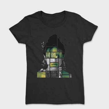 Woman In Nature Collage Framed Portrait Girl, Tricou Femei