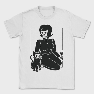 Skeleton Girl And Cat, Tricou Barbati (Unisex)