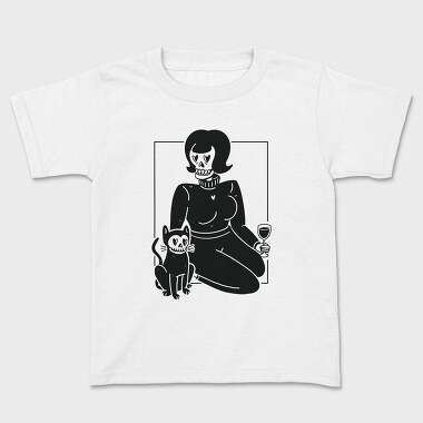 Skeleton Girl And Cat, Tricou Copii