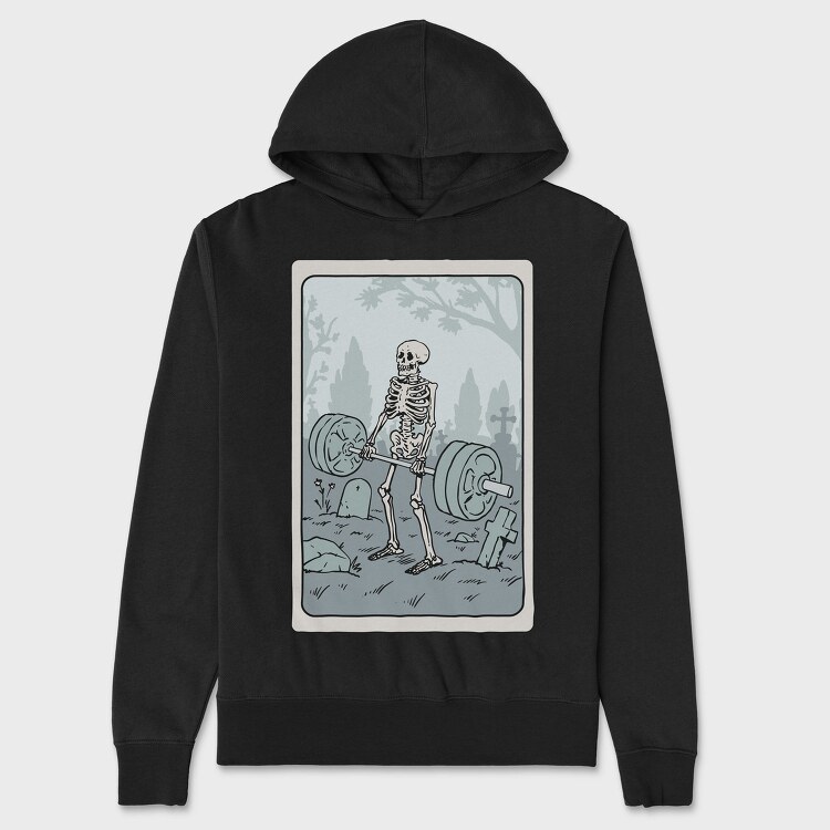 Skeleton Gym Deadlifting Humor, Hanorac Oversize Barbati (Unisex)