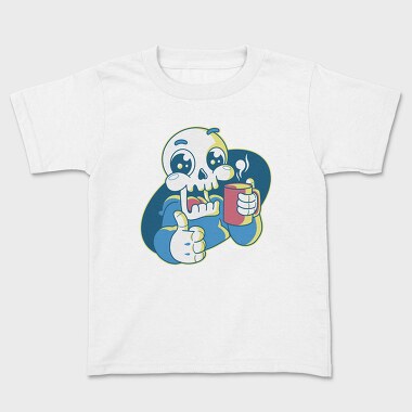 Skeleton Reaper Drinking Grim Coffee, Tricou Copii