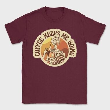Skeleton With Coffee Retro Sunset, Tricou Barbati (Unisex)