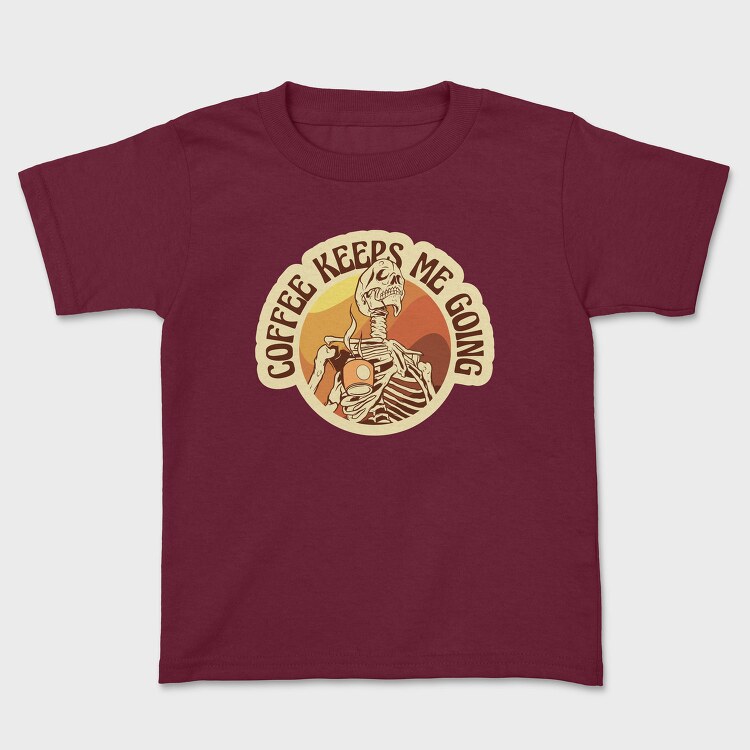 Skeleton With Coffee Retro Sunset, Tricou Copii