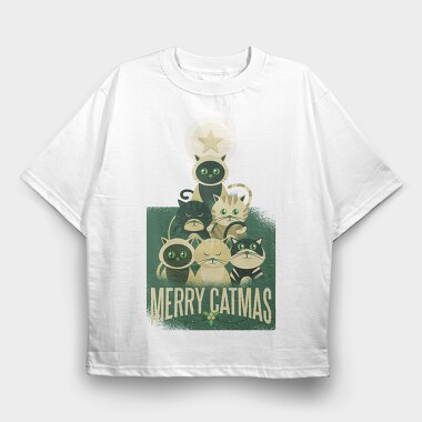 Merry Catmas Christmas, Tricou Oversize Barbati (Unisex)