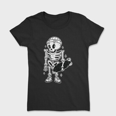 Skeleton With Skateboard Skate Skull, Tricou Femei